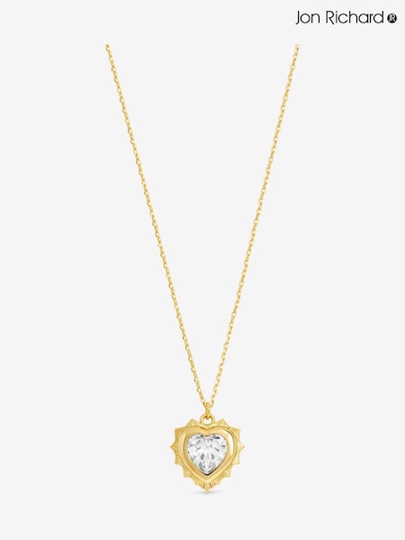 Jon Richard Gold Heart Birthstone Pendant - April (W06993) | £30