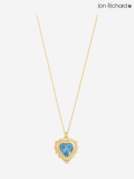 Jon Richard Blue 14Ct Real Gold Plated Heart Birthstone Pendant - July (W07015) | £30