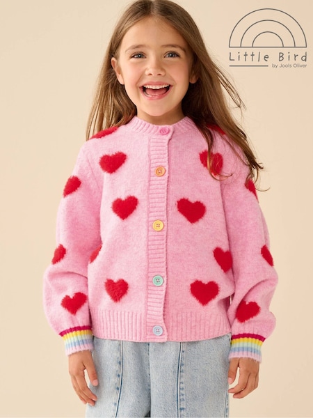 Pink & Red Fluffy Heart - Little Bird By Jools Oliver Cardigan