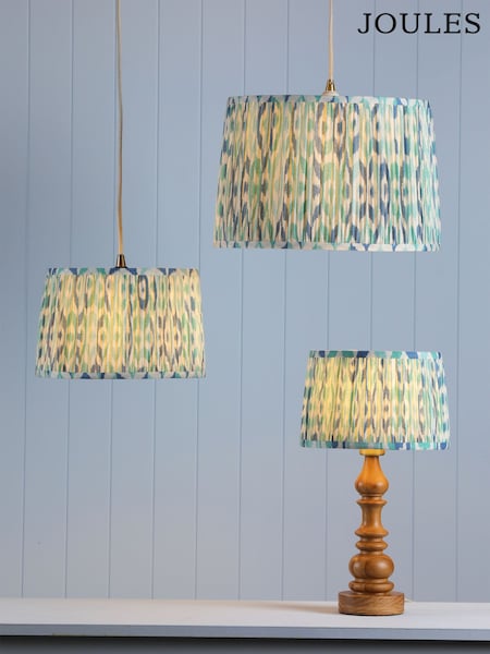 Joules Blue Folly Pleated Cotton Easyfit Lamp Shade (W07240) | £30 - £60
