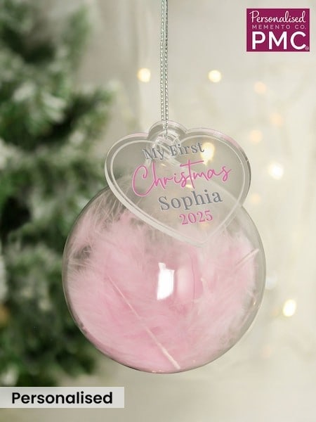 PMC Personalised My 1st Christmas Feather Bauble (W07252) | £14