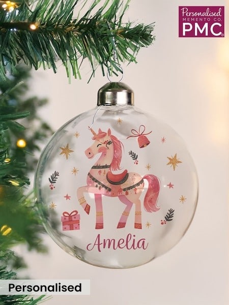 PMC Personalised Unicorn Christmas Bauble (W07264) | £15