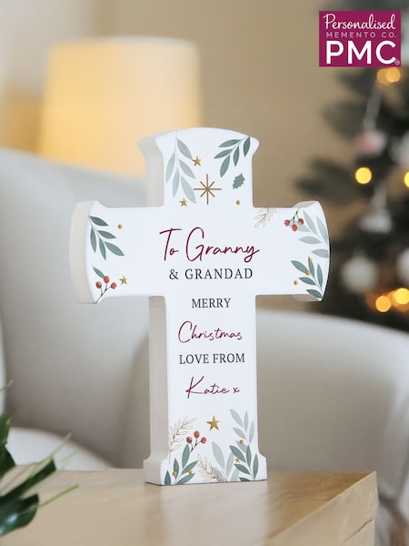PMC Personalised Christmas Wooden Cross Ornament (W07272) | £12