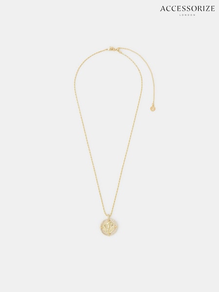 Accessorize Gold Plated 14-carat Diamanté Coin Necklace (W07545) | £34