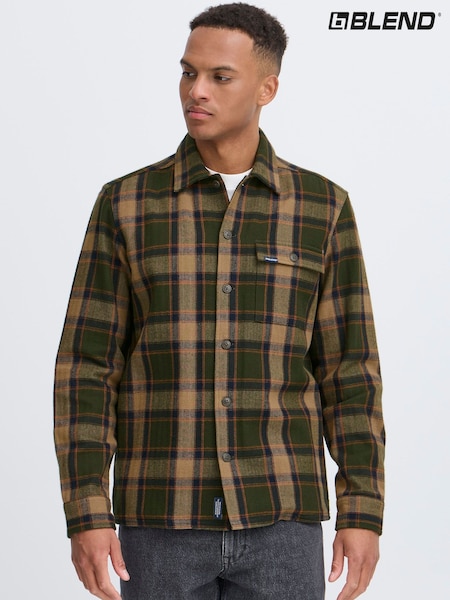 Blend Green Herringbone Check Overshirt (W07736) | £50