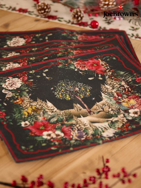 Joe Browns 4 Pack Green Twelve Tidings Of Christmas Placemats (W07766) | £30