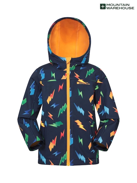 Mountain Warehouse Navy Exodus Kids Printed Water-Resistant Softshell Jacket (W07873) | £25