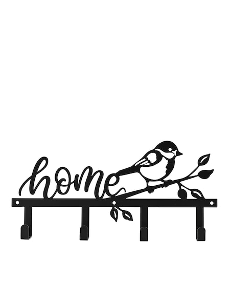 Widdop Black Metal Home Garden Plaque with Hooks (W08032) | £13