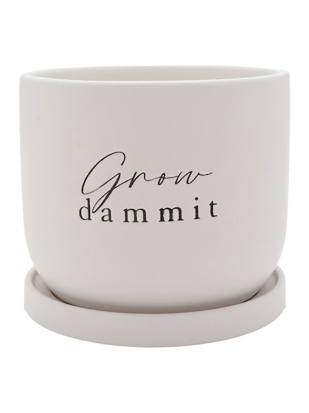 Widdop White Ceramic Plant Pot Grow Damn It (W08046) | £15