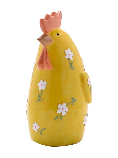 Widdop Yellow Floral Print Chicken Resin Figurine (W08061) | £14
