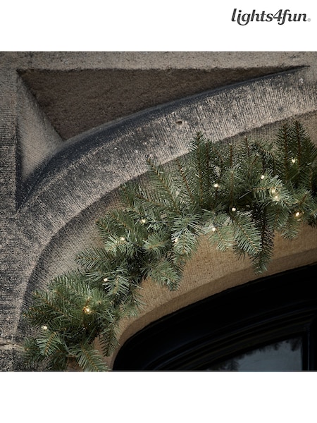 Lights4fun 1.5m Pre Lit LED Outdoor Fir Garland (W08063) | £20