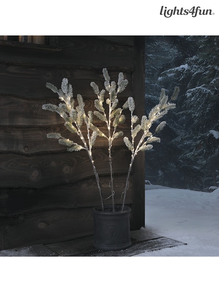 Lights4fun Set of 3 Pre Lit Frosted Pine Micro LED Branches (W08071) | £30