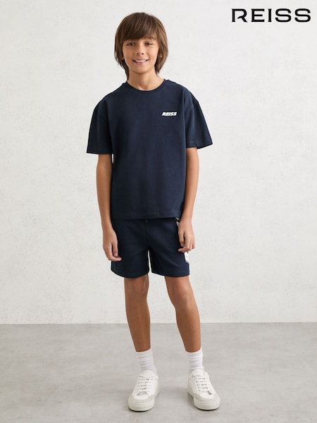Reiss Navy Ross 9-13 yrs Cotton Logo Crew-Neck T-Shirt (W08098) | £20