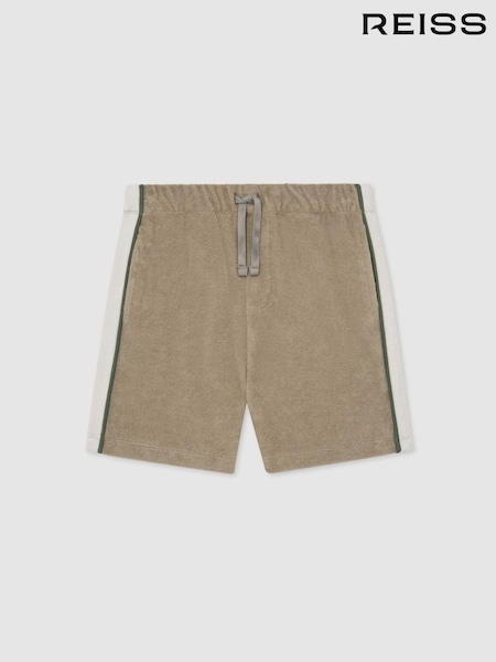 Reiss Sage/White Raven Towelling Colour-Block Shorts (W08101) | £43