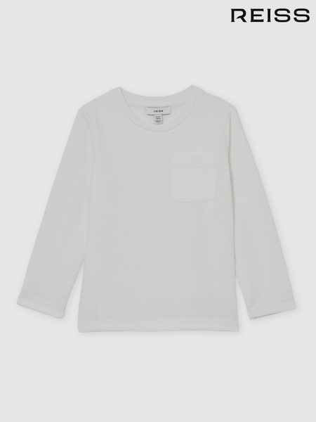 Reiss White Durian 13-14 yrs Waffle Long-Sleeve Crew-Neck T-Shirt (W08122) | £30