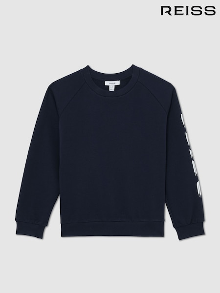 Reiss Navy Cory 13-14 yrs Cotton Logo-Print Sweatshirt (W08153) | £43