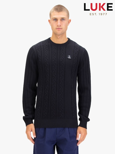 Luke 1977 Purple Mauve Wine Mitcham Cable Knitted Jumper (W08232) | £55