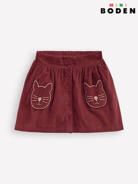 Boden Red Button-through Mini Skirt (W08751) | £29 - £35