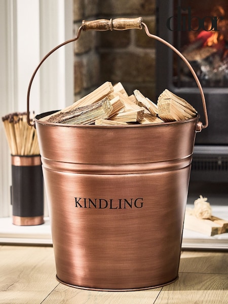 Dibor Copper Antique Kindling Bucket (W08853) | £25