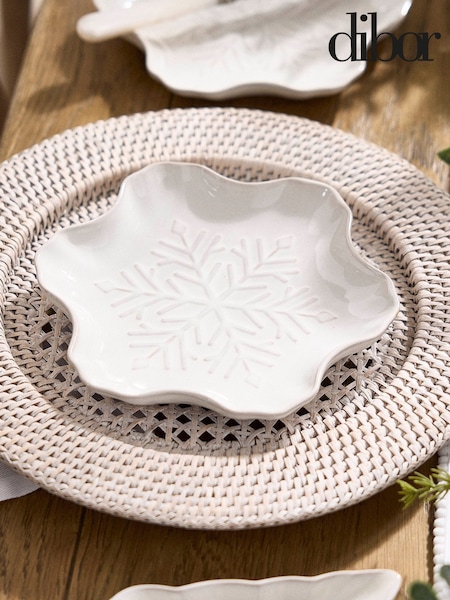 Dibor Set of 2 White Snowflake Side Plates (W08857) | £18