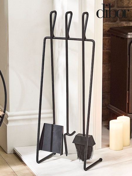 Dibor Black Pewter Antique Fire Set with 3 Tools (W08871) | £75
