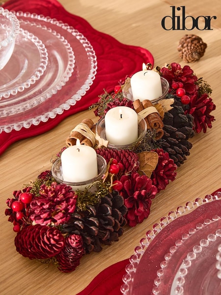 Dibor Cinnamon Pine Candle Holder Trio (W08880) | £22