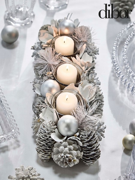Dibor Frosted 30cm Round Tealight (W08883) | £21