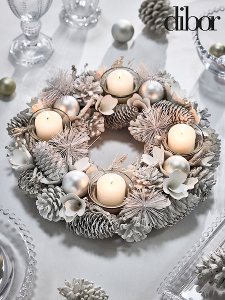 Dibor Frosted 30cm Round Tealight (W08890) | £25