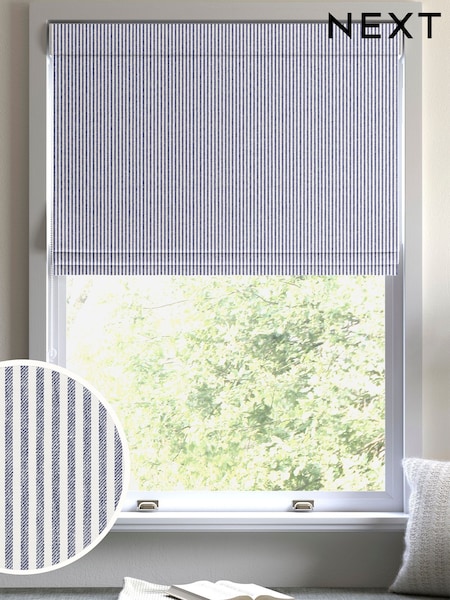 Blue Stitch Stripe Made to Measure Roman Blind (W10089) | £79