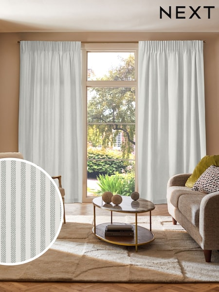Blue Stitch Stripe Made to Measure Curtains (W10094) | £100