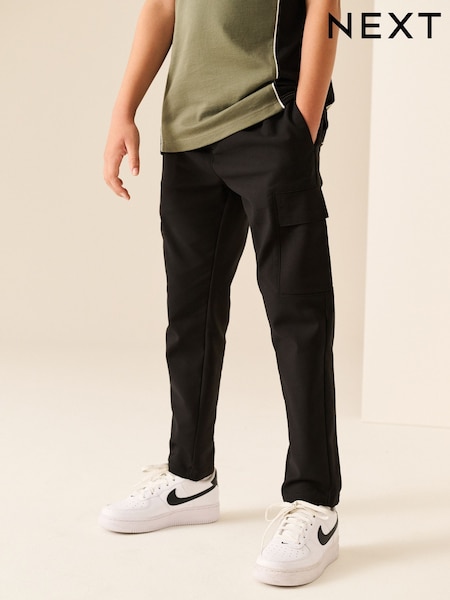 Black - Slim Tapered Utility Cargo Trousers (3-16yrs)