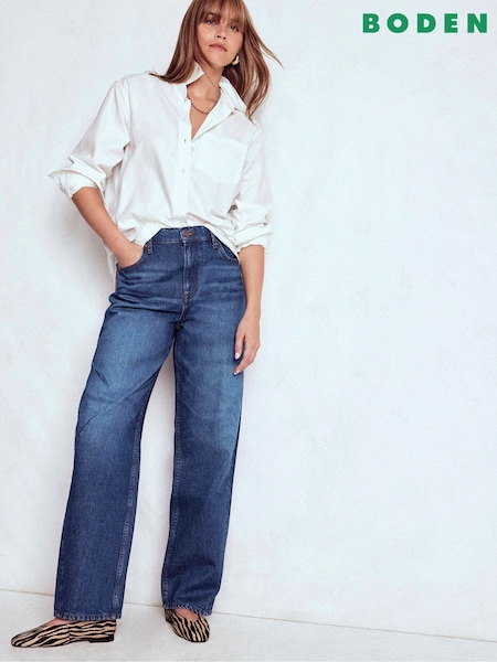 Boden Blue Full Length Barrel Leg Jeans (W10230) | £99