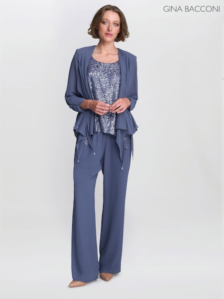 Kay Two Piece Trouser Suit With Sequin Top (W10295) | £260