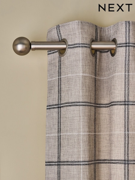 Woven Textured Windowpane Check Eyelet Lined Curtains