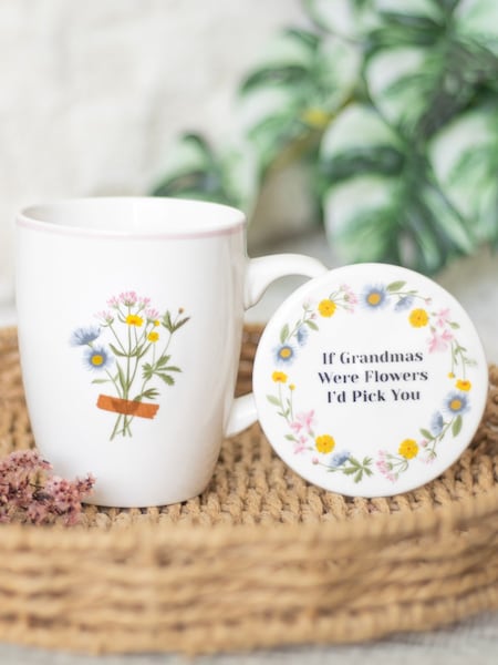 Something Different White If Grandmas Were Flowers Floral Mug & Coaster Set (W10339) | £13