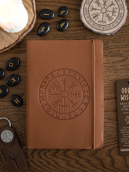 Something Different Brown Viking Compass A5 Faux Leather Journal with Pen (W10344) | £13