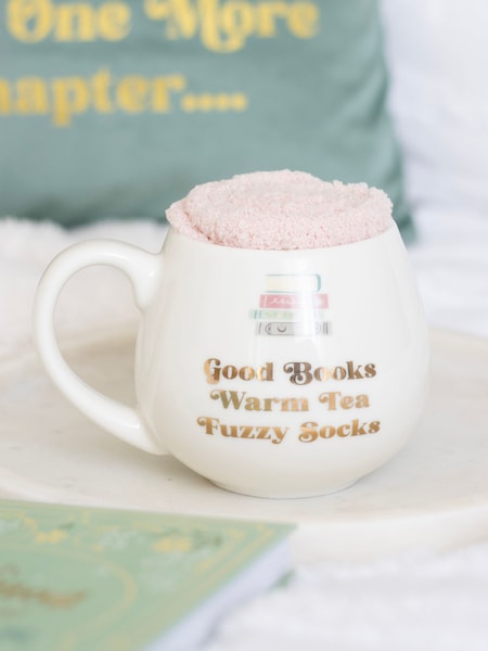 Something Different White Good Books Mug and Socks Set (W10348) | £18
