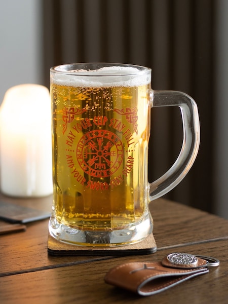 Something Different Clear Viking Compass Glass Beer Tankard with Coaster (W10350) | £15