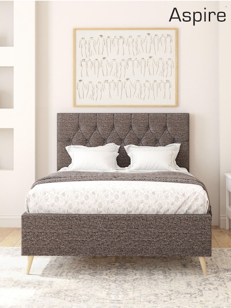 Aspire Furniture Saxon Twill Charcoal Olivier Divan Style Contemporary Bed Frame (W10362) | £500 - £665