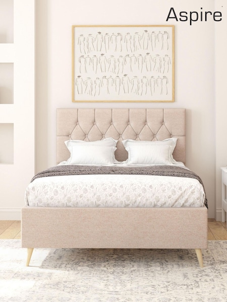 Saxon Twill Natural Olivier Divan Style Contemporary Bed Frame and Wool Pocket Mattress (W10377) | £640 - £885