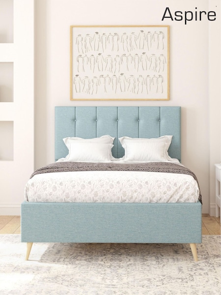 Aspire Furniture Zara Airforce Hepburn Divan Style Contemporary Bed Frame and Wool Pocket Mattress (W10380) | £640 - £885