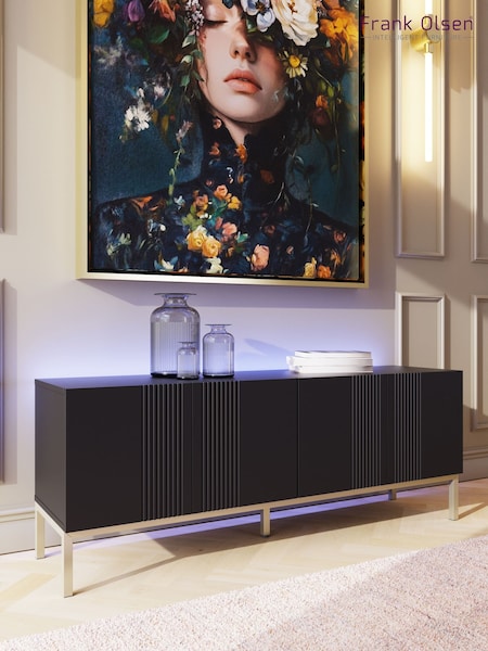 Frank Olsen Black Iona 4 Door Large TV Unit with Smart Feature (W10408) | £455