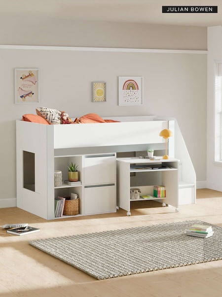 White and Silver Gaia Midsleeper Bed (W10418) | £615