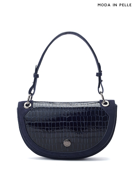 Moda in Pelle Blue Fillipa Half Moon Flap Cross-Body Bag (W10579) | £59