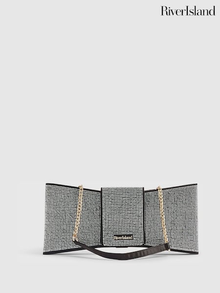 River Island Black Heatseal Bow Clutch (W10594) | £39