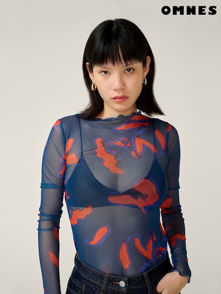 Omnes Blue Lorrie Mesh Top (W10626) | £39