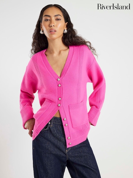 River Island Pink Longline Cardigan (W10691) | £46