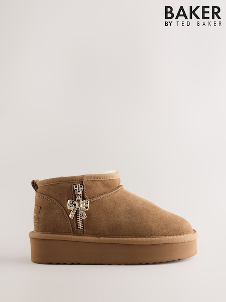Brown - Baker By Ted Baker Water Repellent Warm Lined Suede Boots