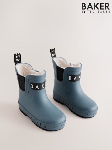 Blue - Baker By Ted Baker Faux Fur Lined Welly Boots