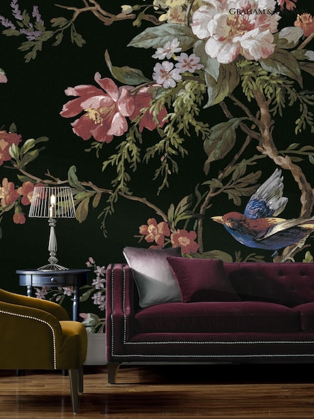 Graham & Brown Black Venetian Floral Fixed Size Mural 2.5m x 4m (W10785) | £300